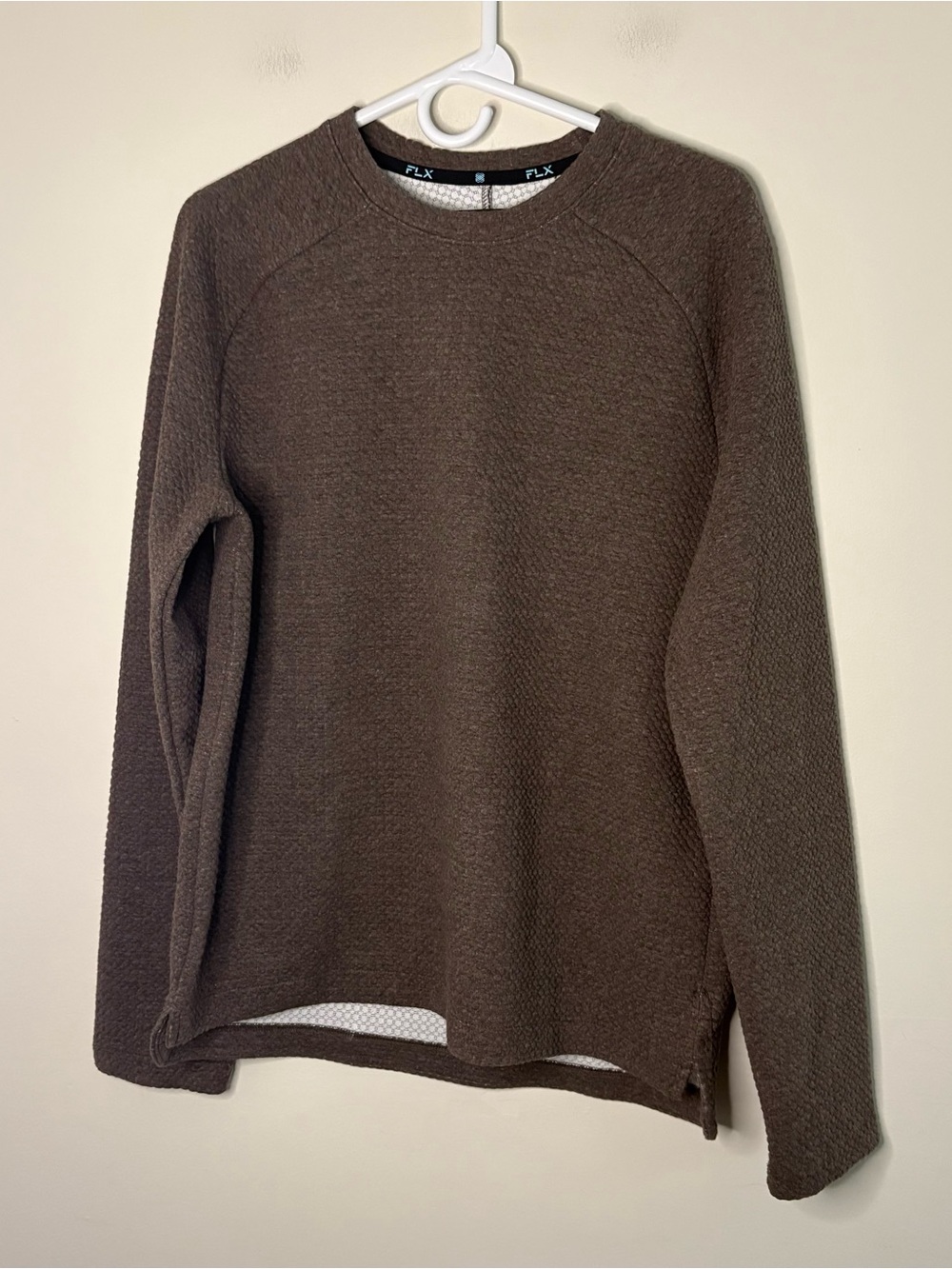 NWT FLX Womens Medium Brown Sweatshirt Urban Commuter Waffle Leisure Travel fall
